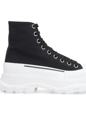 BLACK CANVAS TREAD SLICK BOOTS