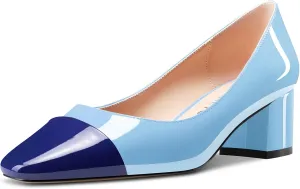 Castamere Women Mid Chunky Block Heel Square Cap Toe Slip-on Pumps Office Casual 2.0 Inches Heels
