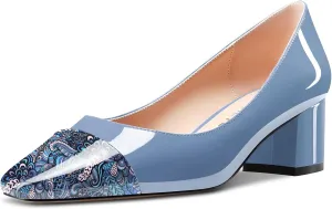Castamere Women Mid Chunky Block Heel Square Cap Toe Slip-on Pumps Office Casual 2.0 Inches Heels