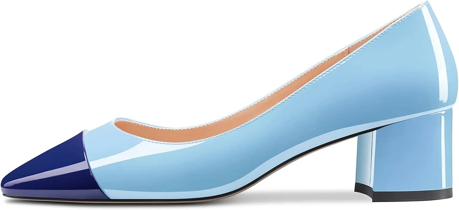 Castamere Women Mid Chunky Block Heel Square Cap Toe Slip-on Pumps Office Casual 2.0 Inches Heels