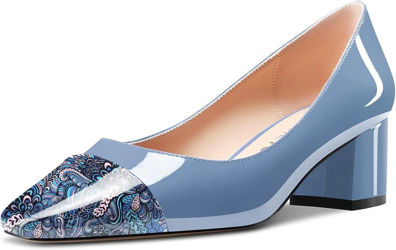 Castamere Women Mid Chunky Block Heel Square Cap Toe Slip-on Pumps Office Casual 2.0 Inches Heels