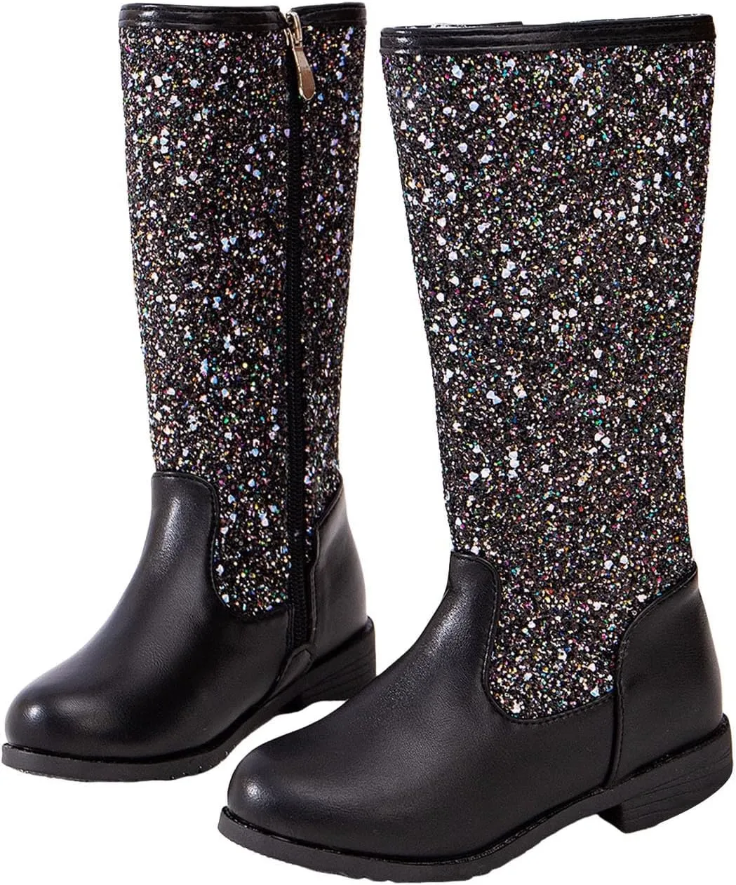 Girls Cowgirl Boots Mid Calf Square Toe Western Boot for Kids Glitter Cowboy Boots Party Snow Boots for Children Shoe