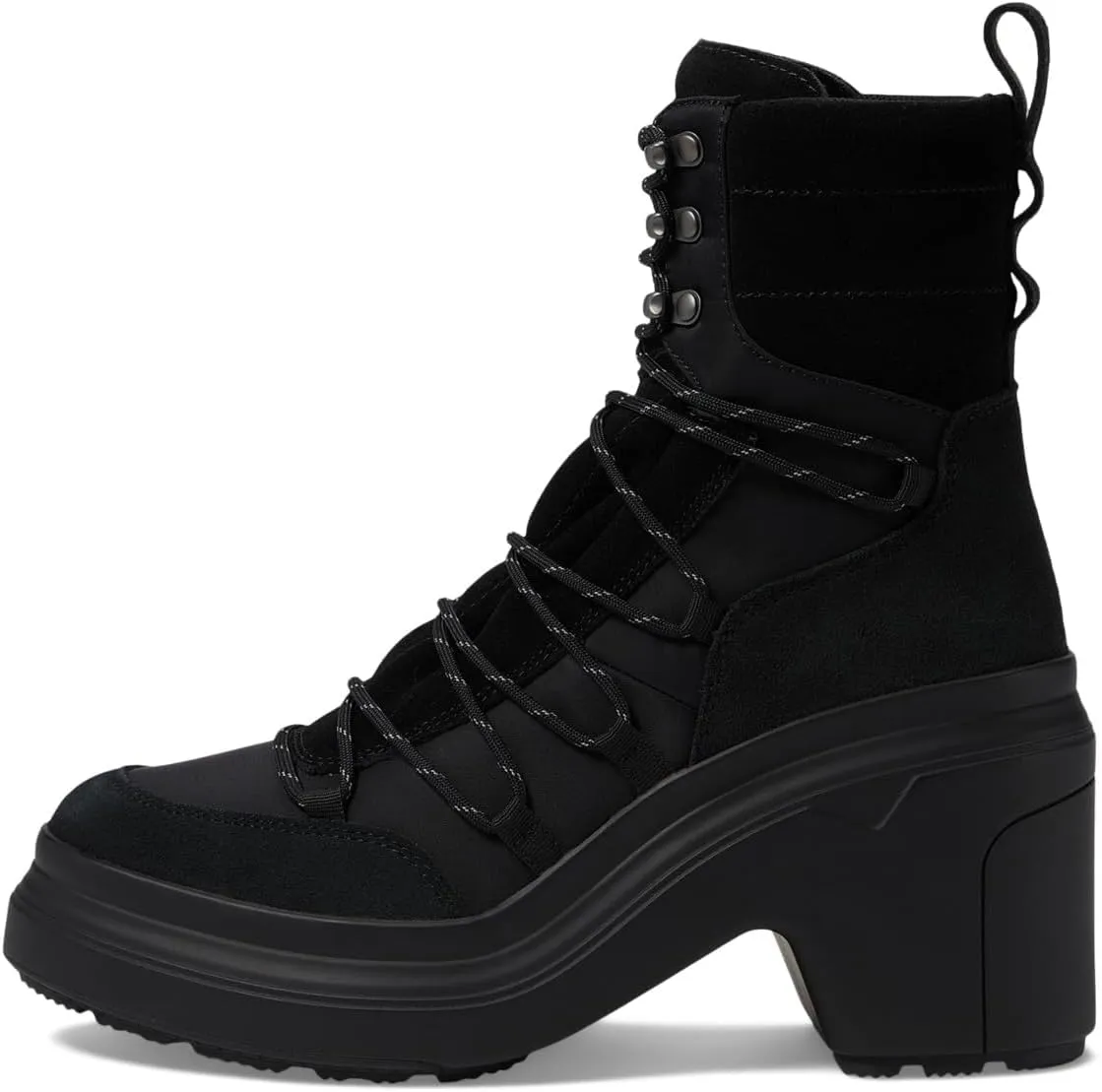 Hunter Womens Discoverer Mid Lace-Up Leather Heel Boot