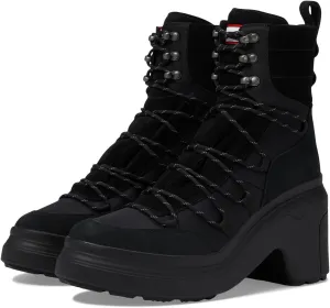 Hunter Womens Discoverer Mid Lace-Up Leather Heel Boot