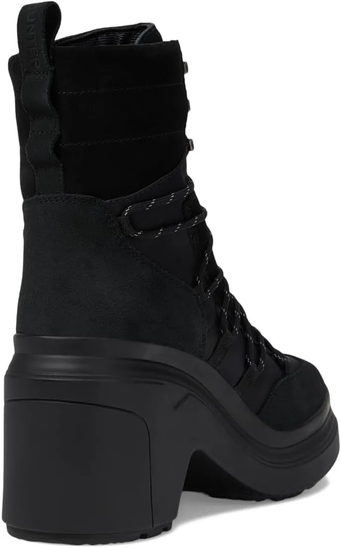 Hunter Womens Discoverer Mid Lace-Up Leather Heel Boot