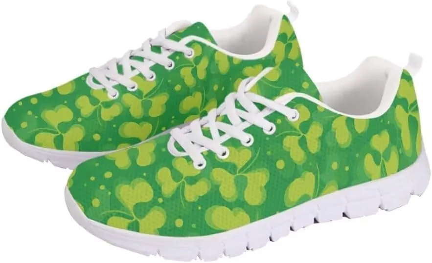 Jeiento St. Patrick's Day Shoes for Women Running Shoes for Men Teenager Green Leaf Pattern Shoes Mesh Gym Sports Shoes for Party Fashion Sneakers Hiking Walking DailyShoes