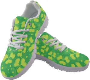 Jeiento St. Patrick's Day Shoes for Women Running Shoes for Men Teenager Green Leaf Pattern Shoes Mesh Gym Sports Shoes for Party Fashion Sneakers Hiking Walking DailyShoes