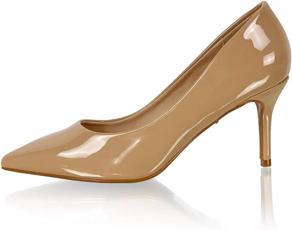 Marc Defang Womens Nude Patent Leather 3" Pointed Toe Pumps