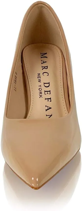 Marc Defang Womens Nude Patent Leather 3" Pointed Toe Pumps