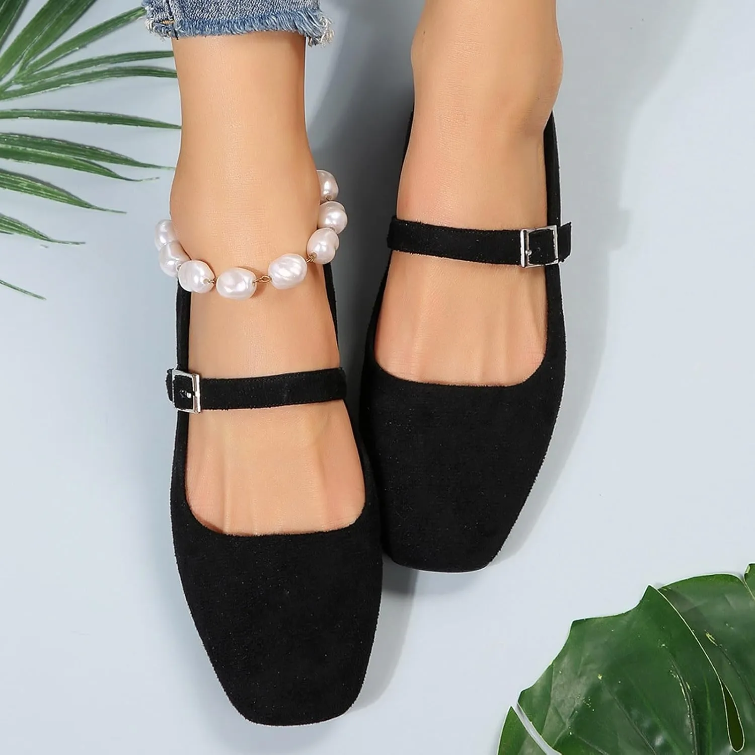 Suede Flats for Women Slip On Loafers Square Toe Work Flats Comfort Ballet Flats Casual Office Shoes Flat Dress Shoes