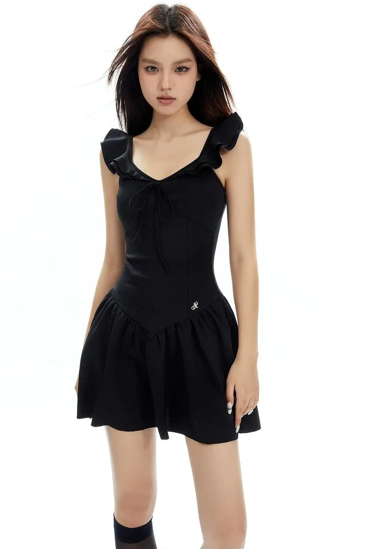 Sweetheart Neckline Ruffle Hem Mini Dress